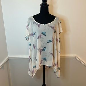 Torrid Sheer Shark Bite Top With Birds